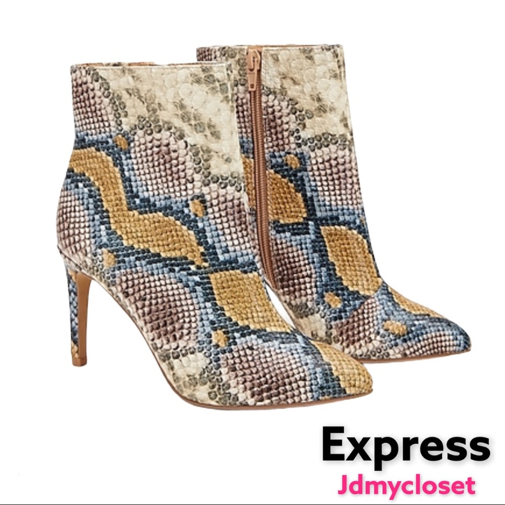 Express  Snakeskin Print Booties Size 6
